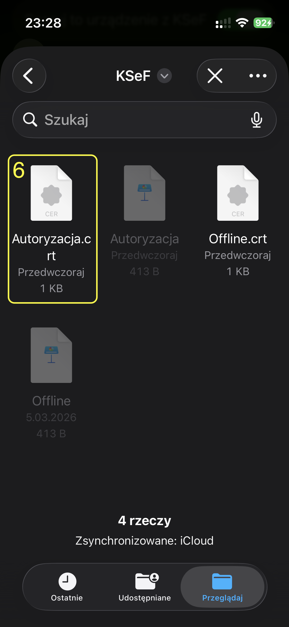 Selecting the certificate file (.crt)