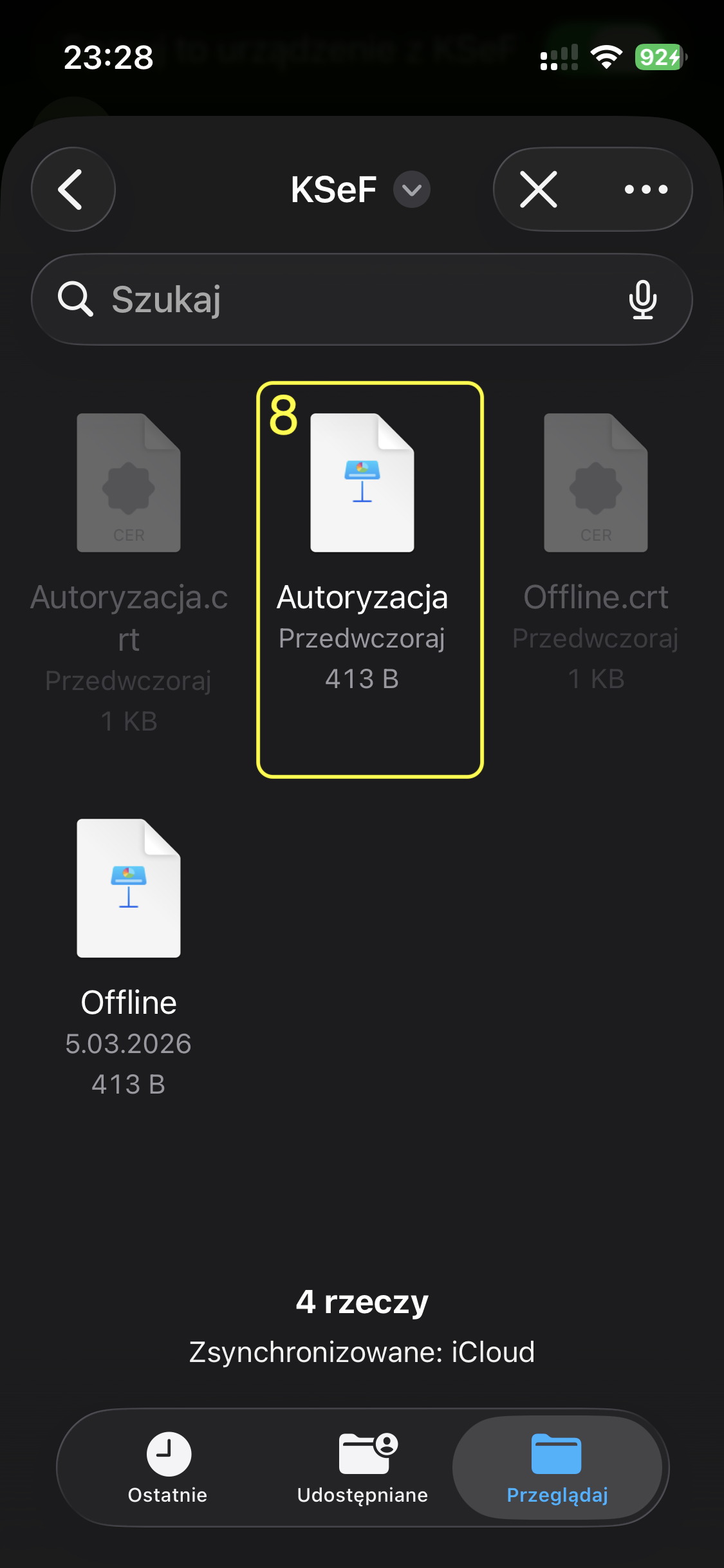Selecting the private key file (.key)